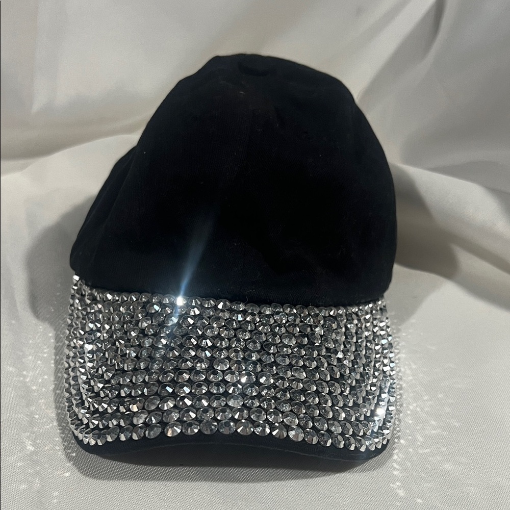 Black and Silver‎ Rhinestone Cap